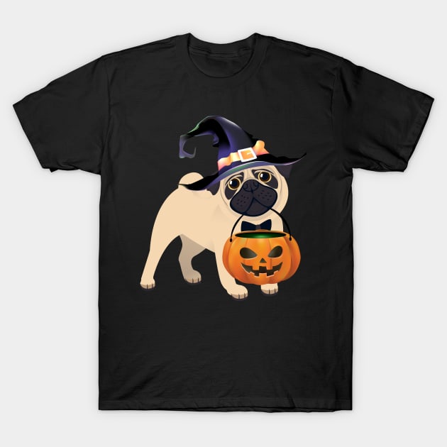 Halloween Pug Scary Pumpkin Costume T-Shirt by foxmqpo